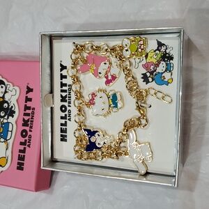 Hello Kitty and Friends 5 charm gold tone‎ character bracelet new
